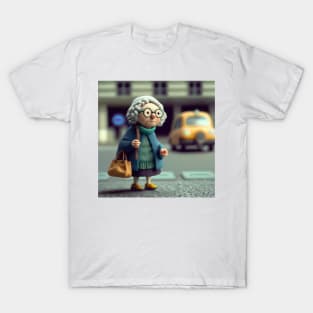 Clay Old Lady Crossing the Road 2 T-Shirt